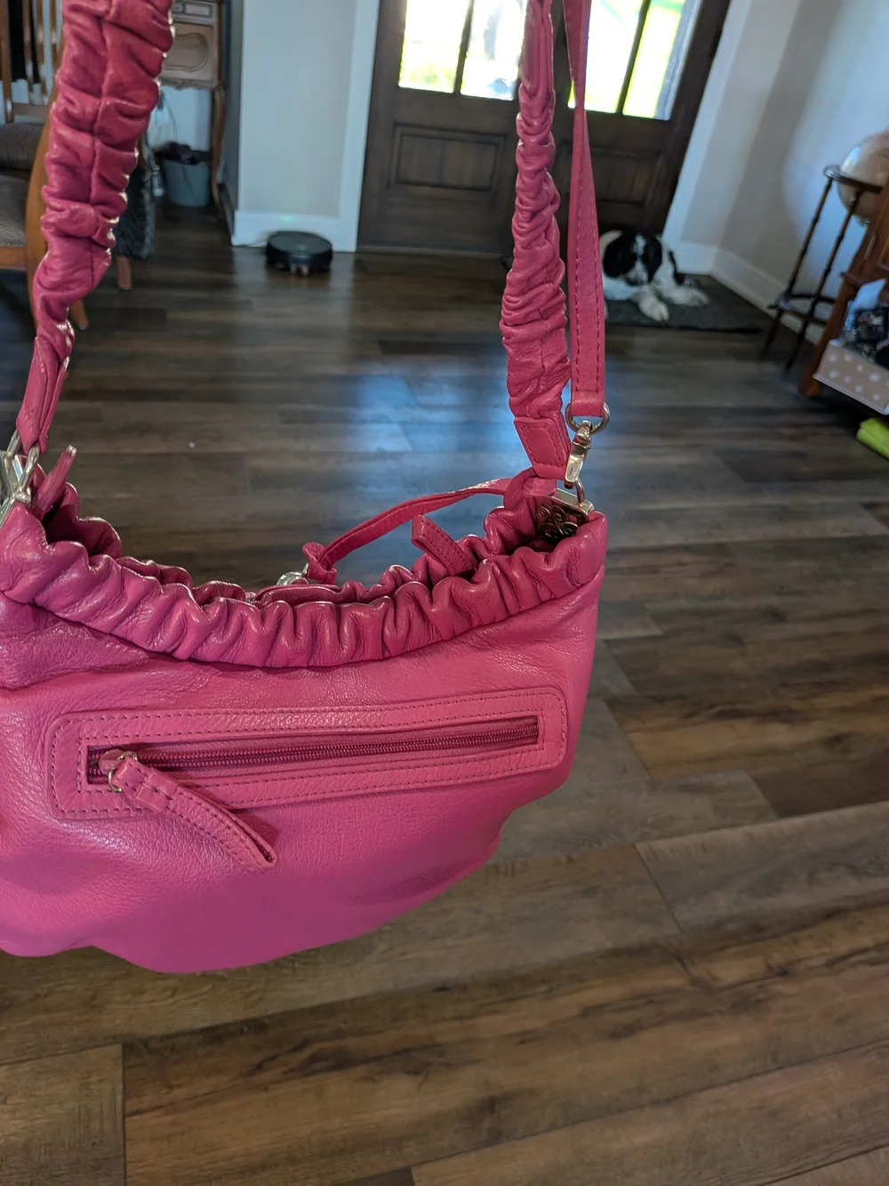 Brighton Pink Gathered Leather Hobo with Tassel 3 Way